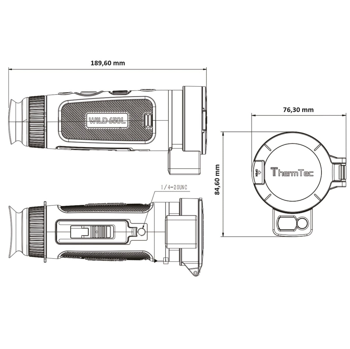 ThermTec WILD 650L mit LRF Wärmebild-Handgerät Monokular