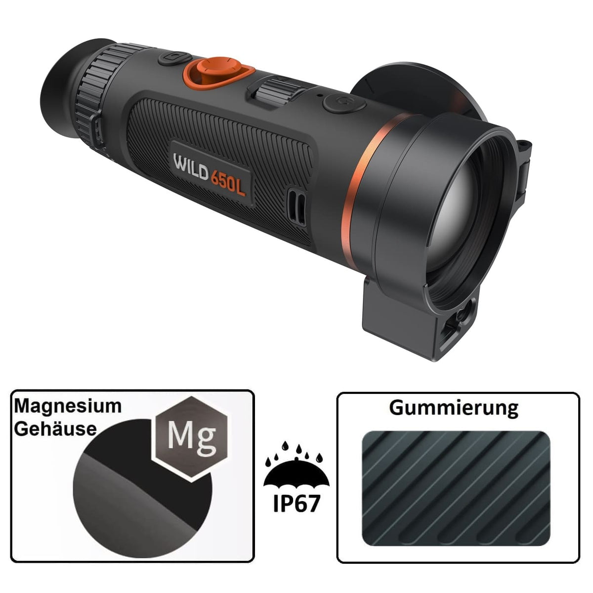 ThermTec WILD 650L mit LRF Wärmebild-Handgerät Monokular