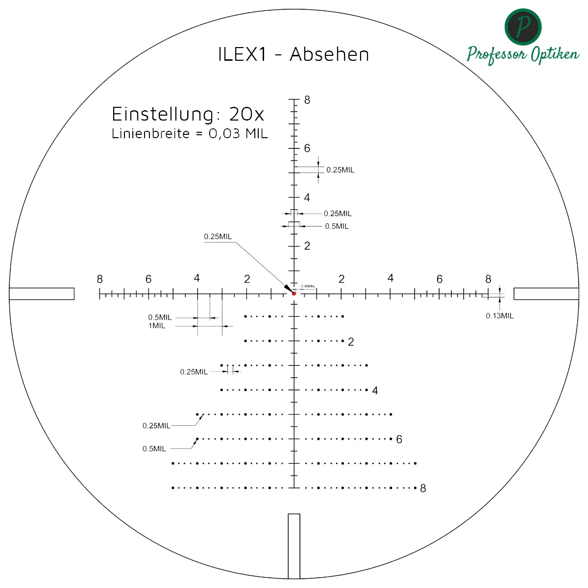 Professor Optiken Müritz 4–24x56 HD FFP – 34-mm-Tubus, ILEX 1 Absehen